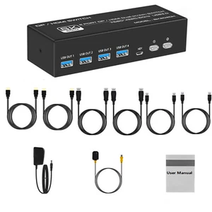 2x2 HDMI DP KVM Switch 8K USB3.0 Switcher 2 In 2 Out For 2 Computers 2 Monitors - Photo 1/14