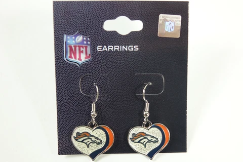 PSG NFL Denver Broncos Denver Broncos Earrings Glitter Heart, Blue, Small S Cover