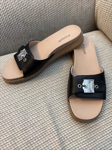 New Dr Scholls Island Icon Sandals Women's 8 M Black Buckle Comfort Slide - Picture 1 of 8