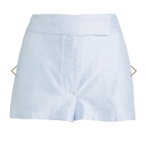 Bondi Born St Lucia Pleated Linen-Blend Shorts Blue Size XS - Picture 1 of 15