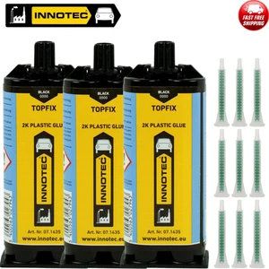 3x Innotec TopFix 2K Plastic Adhesive – Black 50ml Glue with Nozzles - Picture 1 of 3