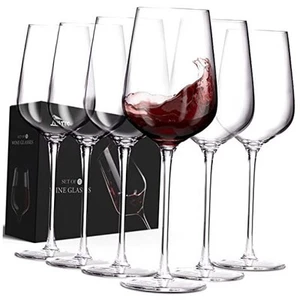 Wine Glasses Set of 6 Glass with Stem for Drinking Red/White/Cabernet Crystal - Picture 1 of 8