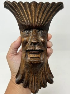 "Panel de moldura de muebles de arte popular de madera maciza de roble tallado decorativo vintage de 9""" - Imagen 1 de 24