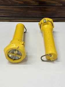 Made in England Old Yellow-Coated Navy Safety Torch by SA Equipment Ltd Set of 2 - Picture 1 of 15