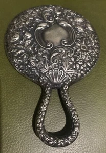 Espejo de mano Texas Estate antiguo Gorham 835 plata Art Nouveau marca esterlina - Imagen 1 de 8