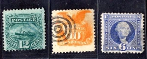 US 1869 Sc. #115, 116, 117 USED VERY LIGHT CANCELS ON 6 & 12 CENTS - Picture 1 of 2