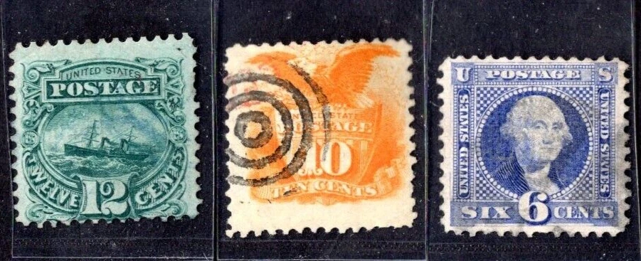 US 1869 Sc. #115, 116, 117 USED VERY LIGHT CANCELS ON 6 & 12 CENTS - Image 1 of 2