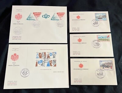 5 张摩纳哥首日封面邮票 1988 年首尔奥运会蒙特卡罗礼堂行 — 第 1/4 张图片