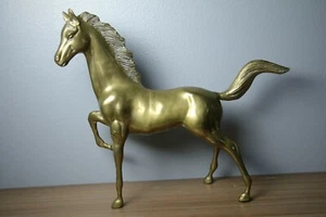 GRANDE STATUA ANTICA GRANDE CAVALLO STALLONE OTTONE 18" SCULTURA ARTE FIGURA - Foto 1 di 5