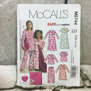 McCalls Sewing Pattern M5744 Girls 3-6 Sleepwear Gown Top Pants Pillow Blanket - Picture 1 of 2
