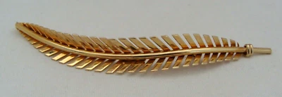 Broche Giovanni folha de samambaia pena tom dourado - Imagem 1 de 4