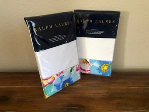 2 Ralph Lauren Ashlyn Lizbeth Standard Pillow Shams Floral Blue Yellow Pink - Picture 1 of 6