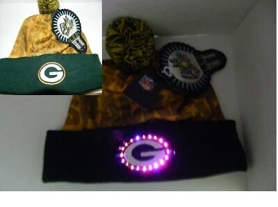 Green Bay Packers NFL LED Light Up LOGO Hat Winter Pom Beanie Stocking Knit Cap - Image 1 of 2