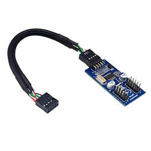 Internal 9-Pin USB 2.0 Splitter 1 Male To 2 Female Motherboard Pin to PC Case k - Picture 1 of 14