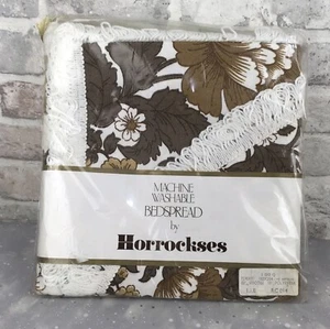 Vintage Retro 1970s Horrockses Brown Floral Bedspread With Tassels brand New E5 - Picture 1 of 14