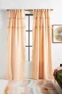 New in Package Anthropologie Tasseled Cassie Curtain Panel 50 x 84" Rose Pink - Picture 1 of 4