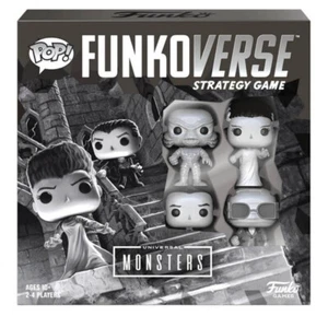 NEW OFFICIAL FUNKO FUNKOVERSE UNIVERSAL MONSTERS 4 PACK STRATEGY GAME - Picture 1 of 3