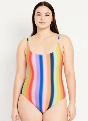 Old Navy Women’s One-Piece Swimsuit Rainbow Stripe Size Small or Medium - Image 1 of 2