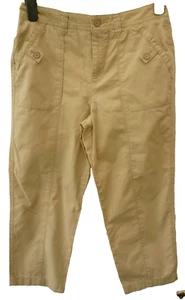F&F Damen Größe 6 Beige Freizeit Sommer Tapered Baumwolle Chino Cargo Capri Hose - Bild 1 von 10