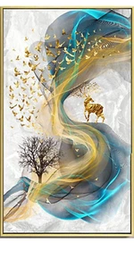 Mythisches goldenes Rentier Kunstdruck Wandbehang Poster Bild Foto Deko - Bild 1 von 3