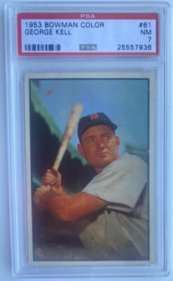 1953 Bowman Color #61 George Kell PSA 7 (NM) Foto 1 de 2