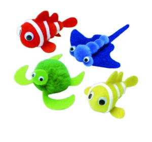 Set Infantil Pompón Amigos del Mar: 4 Figuras Para Hacer Tú Mismo - Imagen 1 de 1