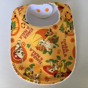 Handmade Baby Bib ~ Lion King Print - Simba & Nala - Picture 1 of 2