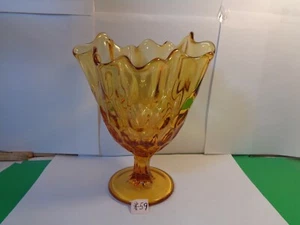 Jarrón para pañuelo Fenton, ámbar con patrón de huella digital, 7 3/8" de alto (usado/EXCELENTE) - Imagen 1 de 10