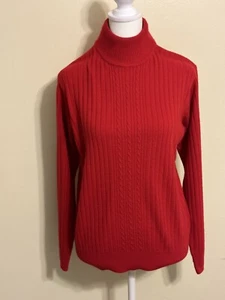 Womens Pullover Turtleneck Mock Neck Sweater L Red by Crystal Kobe - Picture 1 of 22