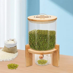 5L Cereal Dispenser Grain Container Flour Storage Dry Food Glass Bottle w/ Valve - Picture 1 of 15