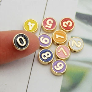 20 pcs Enamel Number Beads Round Spacers For Bracelet Necklace Jewellery DIY 0-9 - Picture 1 of 6
