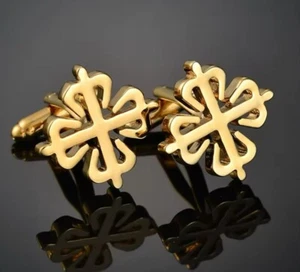 MENS PREMIUM KNOT Cufflink GOLD Pl Lux Wedding FORMAL SUIT IN A GIFT POUCH UK - Picture 1 of 8