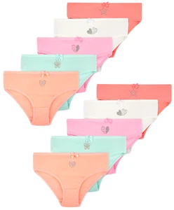 10 Mädchen Slips Strass Glitzer Unterhosen Baumwolle Unterwäsche Panties Panty - Bild 1 von 18