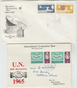 FALKLAND ISLANDS 1965 *I.T.U.* & *I.C.Y.* official illustrated FDCs - Picture 1 of 9
