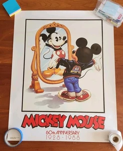 VTG 60th Anniversary Mickey Mouse Poster Picture Walt Disney 22x28 - Picture 1 of 17