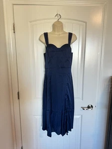 Petal & Pup Navy Satin Tank Midi Cocktail Dress Size Medium - Picture 1 of 6