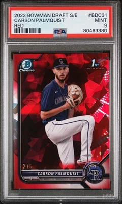 2022 1st Bowman Draft Sapphire RED RC Carson Palmquist #BDC-31 PSA 9! Rockies /5 - Image 1 of 2