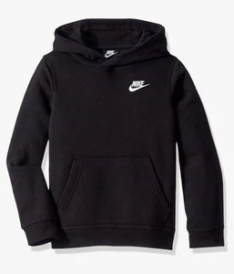 Size M - Nike Kids Sportswear Club Pullover Hoodie, Black/White Sweatshirt - Picture 1 of 4