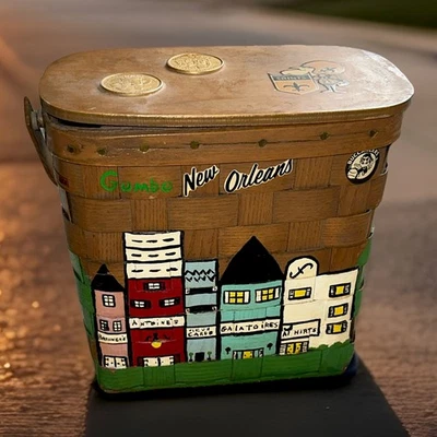 Cesta Caro Nann Vintage Años 60 - Nueva Orleans/Sin Santos/Monedas en la parte superior - Pintura a mano Foto 1 de 4
