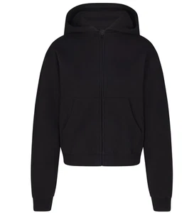 Skims Cotton Fleece Classic Zip Up Hoodie, Onyx, Small - Picture 1 of 5