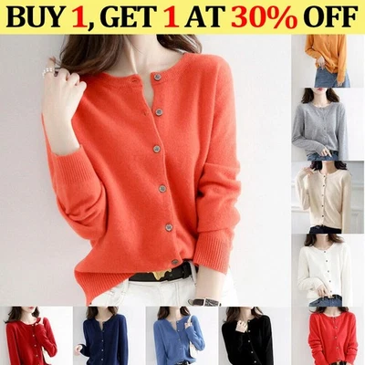 Womens Cardigan Soft Long Sleeve Spring Autumn Ladies Knitted Top Gift Size 6-18 - Image 1 of 4
