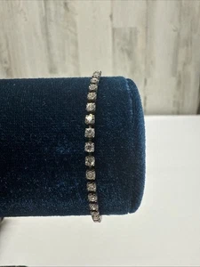 Silver Tone Rhinestone Tennis Bracelet - Picture 1 of 5