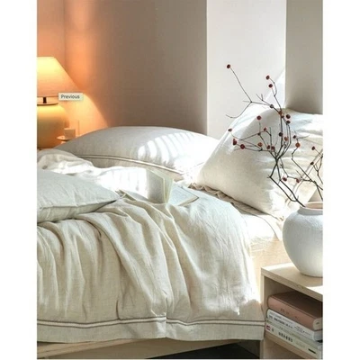 Juego de funda nórdica decorativa de lino/tencel Manjusaka beige reina Foto 1 de 4