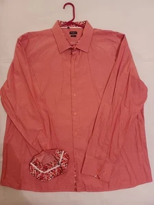 Rosso Milano Modern Fit Patterned Button-Up Shirt 3XL 19.5 Pink Flip Cuff - Picture 1 of 8