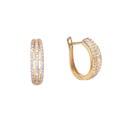 22ct Yellow Gold Beautiful Three Row Huggies Hoop Earrings - Image 1 of 4
