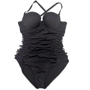 TORRID Negro Enrejado/Malla Lateral Con Aros Natación Una Pieza Talla 1X - Imagen 1 de 8