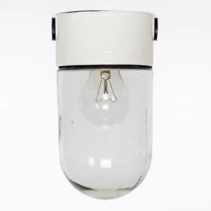 Wand- und Decken-Lampe Porzellan-Sockel Vintage Glaskolben-Leuchte Keller Bad + - Bild 1 von 9