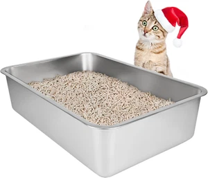 Lettiera per Gatti in Acciaio Inox, Lettiera Gatto Grande per Gatti E Conigli, N - Foto 1 di 12
