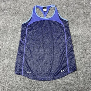 Nike Top Womens Medium Blue Purple Dri Fit Sheer Mesh Cheetah Animal Print Tank - Picture 1 of 9