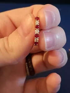 14K Yellow Gold Ruby and Diamond Earrings 3.4g - Picture 1 of 4